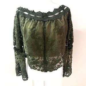 whimsical fairycore mesh long sleeve embroidered blouse